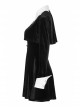 White Bat Shape Collar Moon Pendant Chest Hollow-Out Fake Two Pieces Small Cloak Black Gothic Velvet Dress