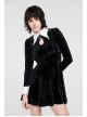 White Bat Shape Collar Moon Pendant Chest Hollow-Out Fake Two Pieces Small Cloak Black Gothic Velvet Dress