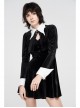 White Bat Shape Collar Moon Pendant Chest Hollow-Out Fake Two Pieces Small Cloak Black Gothic Velvet Dress