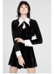 White Bat Shape Collar Moon Pendant Chest Hollow-Out Fake Two Pieces Small Cloak Black Gothic Velvet Dress