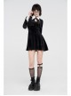 White Bat Shape Collar Moon Pendant Chest Hollow-Out Fake Two Pieces Small Cloak Black Gothic Velvet Dress