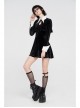 White Bat Shape Collar Moon Pendant Chest Hollow-Out Fake Two Pieces Small Cloak Black Gothic Velvet Dress