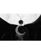 White Bat Shape Collar Moon Pendant Chest Hollow-Out Fake Two Pieces Small Cloak Black Gothic Velvet Dress