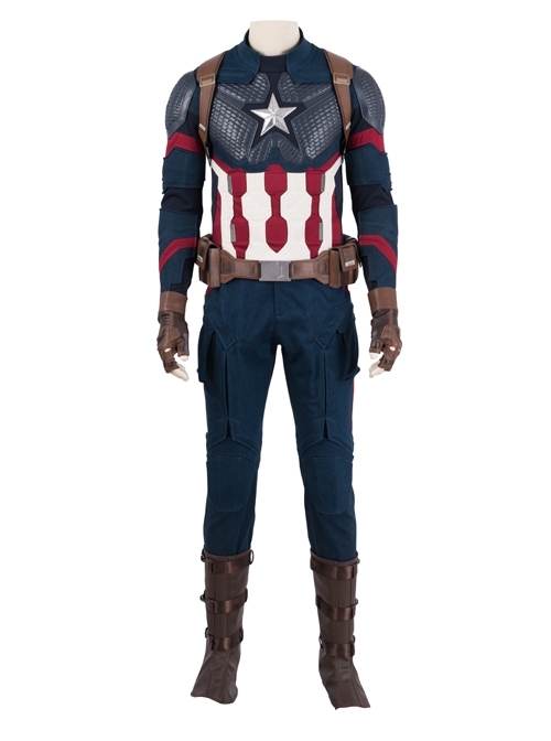 Avengers Endgame Captain America Steve Rogers Battle Suit Halloween Cosplay Costume Full Set Without Hat
