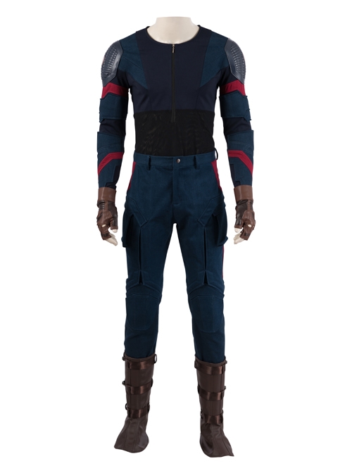 Avengers Endgame Captain America Steve Rogers Battle Suit Halloween Cosplay Costume Full Set Without Hat
