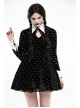 White Bat Shape Collar Moon Pendant Chest Hollow-Out Fake Two Pieces Small Cloak Black Peach Heart Print Gothic Velvet Dress