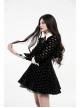 White Bat Shape Collar Moon Pendant Chest Hollow-Out Fake Two Pieces Small Cloak Black Peach Heart Print Gothic Velvet Dress