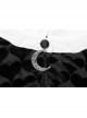 White Bat Shape Collar Moon Pendant Chest Hollow-Out Fake Two Pieces Small Cloak Black Peach Heart Print Gothic Velvet Dress