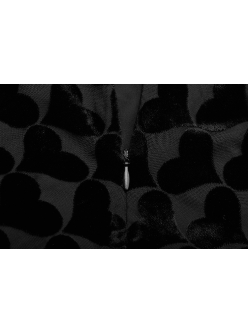 White Bat Shape Collar Moon Pendant Chest Hollow-Out Fake Two Pieces Small Cloak Black Peach Heart Print Gothic Velvet Dress