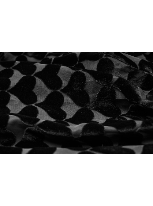 White Bat Shape Collar Moon Pendant Chest Hollow-Out Fake Two Pieces Small Cloak Black Peach Heart Print Gothic Velvet Dress