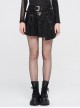 Metal Buckle Belt Metal Eyelets Loop Decoration Irregular Hem Black Print Punk Skirt