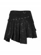 Metal Buckle Belt Metal Eyelets Loop Decoration Irregular Hem Black Print Punk Skirt