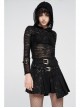 Metal Buckle Belt Metal Eyelets Loop Decoration Irregular Hem Black Print Punk Skirt
