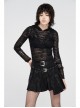 Metal Buckle Belt Metal Eyelets Loop Decoration Irregular Hem Black Print Punk Skirt