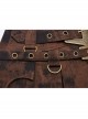Metal Buckle Belt Metal Eyelets Loop Decoration Irregular Hem Brown Print Punk Skirt