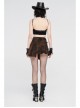 Metal Buckle Belt Metal Eyelets Loop Decoration Irregular Hem Brown Print Punk Skirt