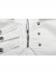White Hood Metal Buttons Off-Shoulder Chest Hollow-Out Metal Eyelets Lace-Up Flare Sleeves Black Gothic Dress