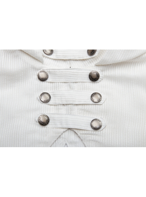 White Hood Metal Buttons Off-Shoulder Chest Hollow-Out Metal Eyelets Lace-Up Flare Sleeves Black Gothic Dress