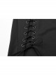 White Hood Metal Buttons Off-Shoulder Chest Hollow-Out Metal Eyelets Lace-Up Flare Sleeves Black Gothic Dress