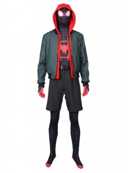 Spider-Man Into The Spider-Verse Spider-Man Miles Morales Halloween Cosplay Costume Male Version Hoodie Full Set Without Bodysuit
