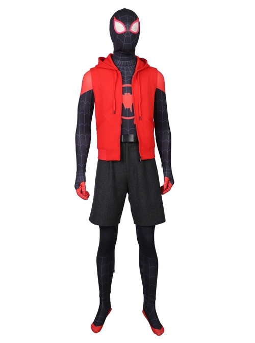 Spider-Man Into The Spider-Verse Spider-Man Miles Morales Halloween Cosplay Costume Male Version Bodysuit