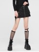 Front Metal Buckle Zipper Pockets Black Punk Camouflage Plaid A-Shaped Short Skirt