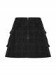 Front Metal Buckle Zipper Pockets Black Punk Camouflage Plaid A-Shaped Short Skirt