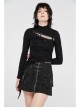 Front Metal Buckle Zipper Pockets Black Punk Camouflage Plaid A-Shaped Short Skirt