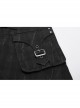 Front Metal Buckle Zipper Pockets Black Punk Camouflage Plaid A-Shaped Short Skirt