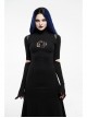 High Collar Shoulder Splice Mesh Front Chest Hollow-Out Lace Embroidery Slit Long Sleeve Lace Cuff Black Gothic  Tight Long Dress