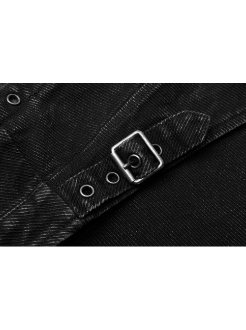 Front Zipper Rivets Decoration Side Splice Classic Red Plaid Rough Selvage Hem Black Punk Twill Short Skirt