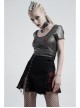 Front Zipper Rivets Decoration Side Splice Classic Red Plaid Rough Selvage Hem Black Punk Twill Short Skirt