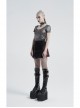 Front Zipper Rivets Decoration Side Splice Classic Red Plaid Rough Selvage Hem Black Punk Twill Short Skirt