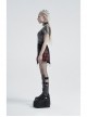 Front Zipper Rivets Decoration Side Splice Classic Red Plaid Rough Selvage Hem Black Punk Twill Short Skirt