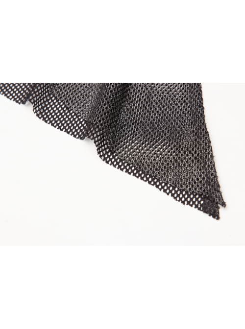 V-Neck Metal Eyelets Lace-Up Open Fork Tilt Hem Silver Punk Press Glue Mesh Sling Dress