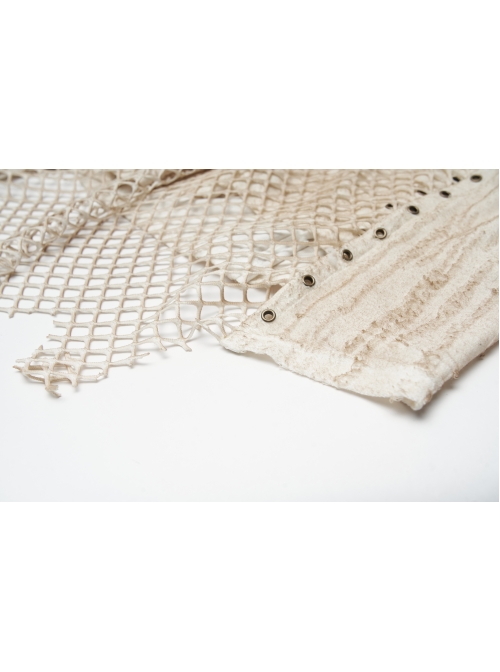 Hasp Straps Metal Eyelets Bandage Woolen Knitted Splice Mesh Gradient Spray Painting Irregular Hem White Punk Sling Dress
