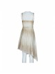 Hasp Straps Metal Eyelets Bandage Woolen Knitted Splice Mesh Gradient Spray Painting Irregular Hem White Punk Sling Dress