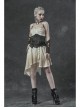 Hasp Straps Metal Eyelets Bandage Woolen Knitted Splice Mesh Gradient Spray Painting Irregular Hem White Punk Sling Dress