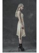 Hasp Straps Metal Eyelets Bandage Woolen Knitted Splice Mesh Gradient Spray Painting Irregular Hem White Punk Sling Dress