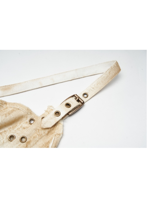 Hasp Straps Metal Eyelets Bandage Woolen Knitted Splice Mesh Gradient Spray Painting Irregular Hem White Punk Sling Dress