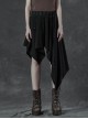 Metal Eyelets Strap Ghost Head Nail Asymmetric Hem Black Punk Striped Jacquard Skirt