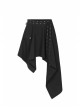 Metal Eyelets Strap Ghost Head Nail Asymmetric Hem Black Punk Striped Jacquard Skirt