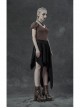 Metal Eyelets Strap Ghost Head Nail Asymmetric Hem Black Punk Striped Jacquard Skirt