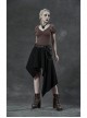 Metal Eyelets Strap Ghost Head Nail Asymmetric Hem Black Punk Striped Jacquard Skirt