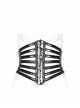 Front Steel Buckle Back Waist Metal Eyelets Lace-Up Black Punk Tight PU Leather Girdle