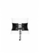 Front Steel Buckle Back Waist Metal Eyelets Lace-Up Black Punk Tight PU Leather Girdle
