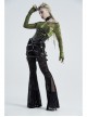 Front Steel Buckle Back Waist Metal Eyelets Lace-Up Black Punk Tight PU Leather Girdle