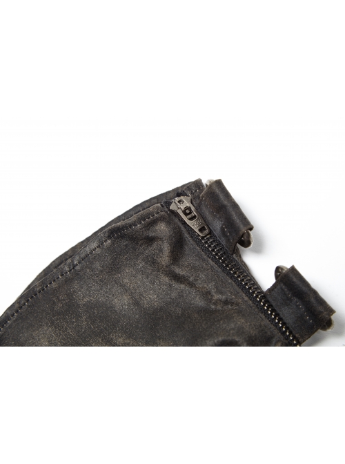 Metal Buckles Loop Zipper Decoration Grey Punk PU Leather Gloves