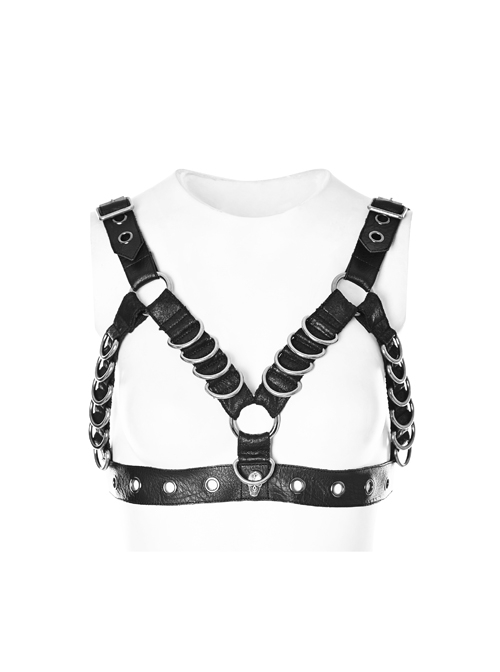 Metal Skull Decoration Metal D-Buckle Eyelets Straps Black Punk Corset Accessory
