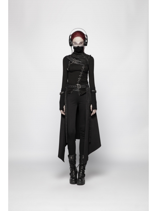 One-Shoulder Metal Buckle Leather Straps Lace-Up Brown Punk Collar Accessory